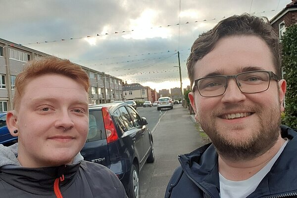 Dan Oliver (right) out in Offerton