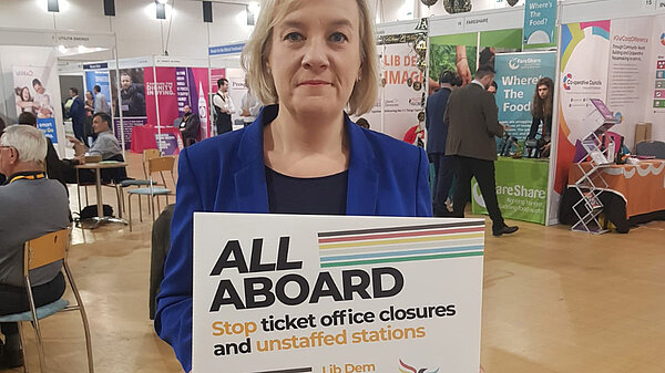 Lisa Smart campaigning to save railway ticket offices