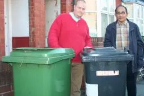 Mr Ross and Mr Patel of Clifford Street after their bins were not collected