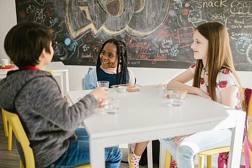 Children eating lunch.