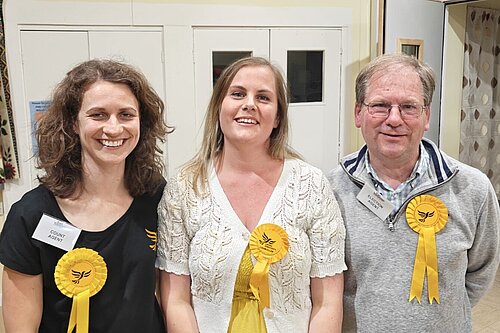 Lizzie Marshall (centre) with Cllr Emily Young and Richard Robinson (agent)