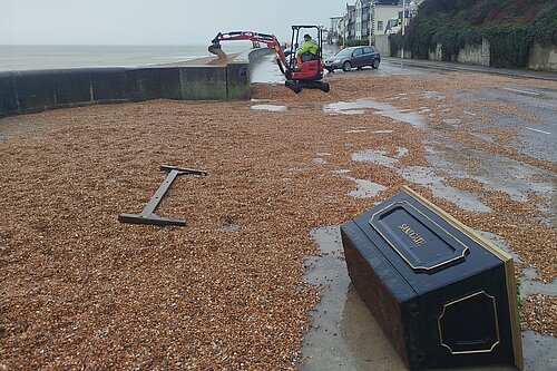 Storm Goretti damage on The Esplanade, Sandgate
