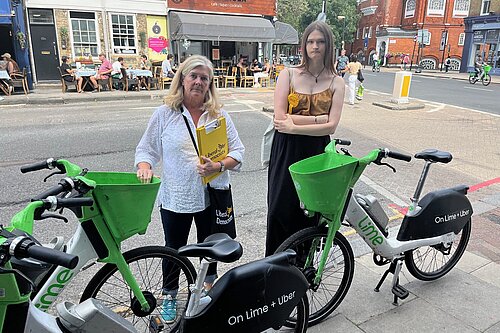 Islington Liberal Democrat activists highlighting poorly parked e-bikes