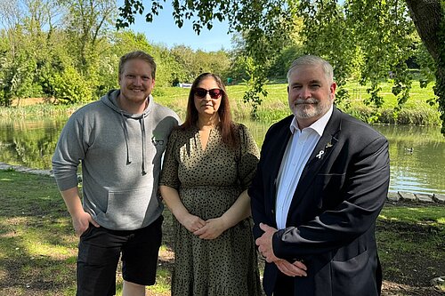 Councillor Duncan Banks with Jon Manning Founder of Arthur Ellis MHS and Rita Mistry Clinical Director at Arthur Ellis MHS