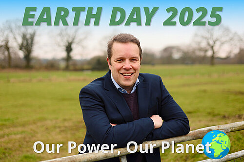 Earth Day 2025 graphic with Tom Morrison MP