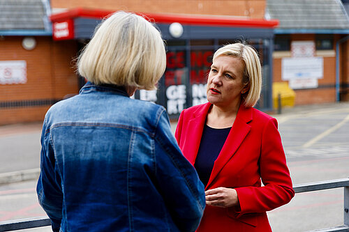 Lisa Smart next to the ambulance area at Stepping Hill Hospital