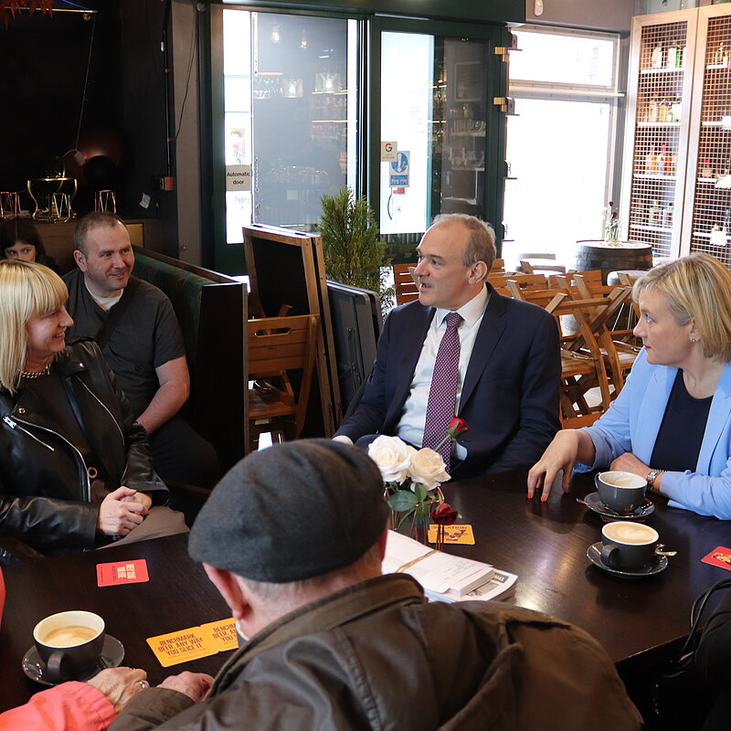 Ed Davey and Lisa Smart with volunteers