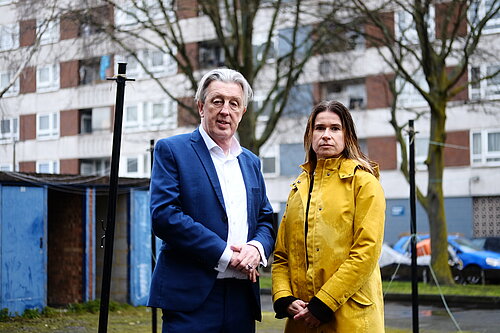 Paul Kohler MP with Abbey Councillor Klaar Dresselaers on the High Path estate