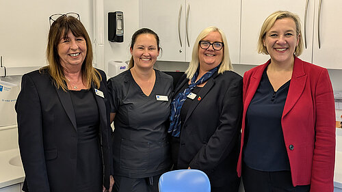 MP Lisa Smart meets with staff at the dentist in High Lane