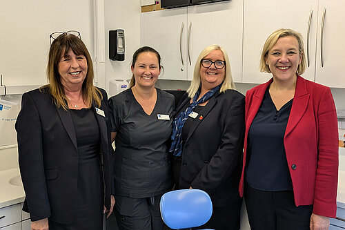 MP Lisa Smart meets with staff at the dentist in High Lane