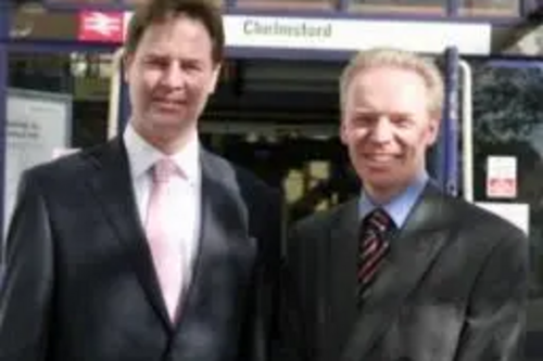 Nick Clegg with local Lib Dem candidate Stephen Robinson