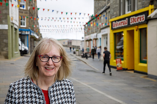 Beatrice Wishart in Commercial Street, Lerwick 