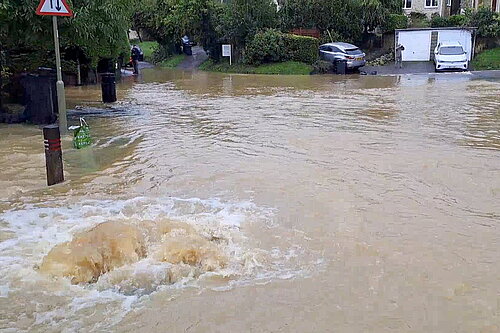 Image showing flooding in Crown Square, Wheatley last September