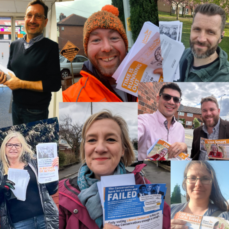 People with leaflets