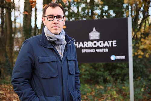 Tom Gordon stood outside the Harrogate Spring Water site