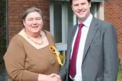Local Lib dem Chair, Eileen Birch, welcomed Nick Clegg when he addressed Lib Dems in Woverhampton