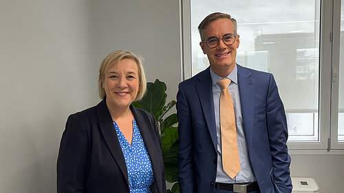 Lisa Smart MP and Manchester Airport managing director Chris Woodroofe