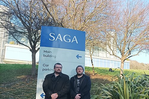 Tim Prater and Gary Fuller at Saga HQ in Enbrook Park