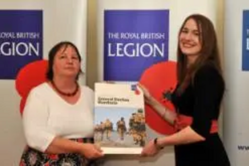Jacquie with Royal British Legion manifesto