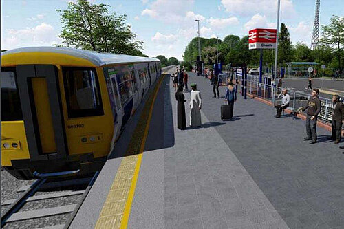 Artistic render of Cheadle Train Station