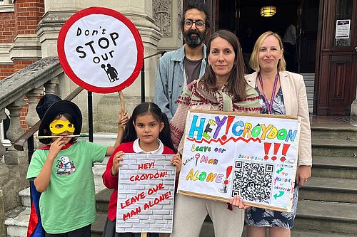 Claire and local residents submitting the Lollipop Petition to Croydon Council