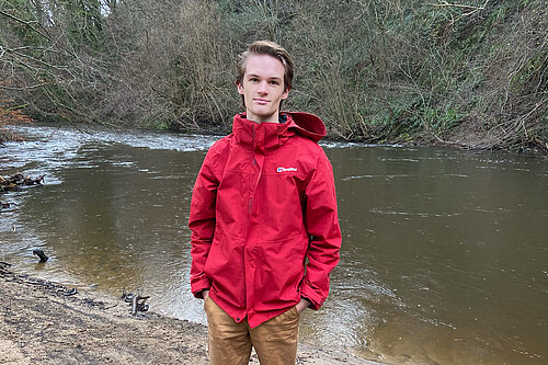 Teenager Ethan Thelwell by the Rover Goyt