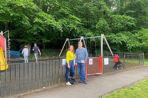 Bridget Kendrick with Andrew Matthews at a local playground