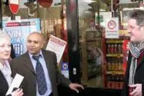 Culmination: the re-opening of Lower Place comes after months or hard work by Jay Patel and his team. Pictured with Councillors Dale Mulgrew and Pat Colclough