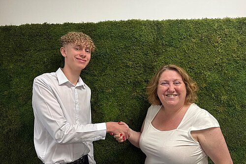 Councillor Jane Carr with work experience student Alistar Hancock