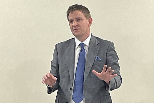 Mike Martin MP giving speech