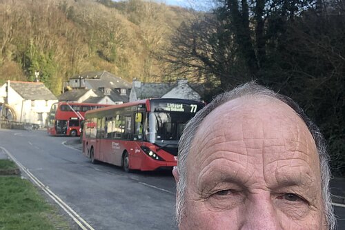 Jim Candy with local bus