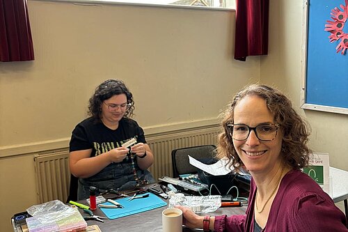 Alison at a stall at repair cafe