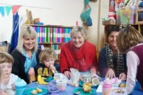 Terrye Teverson with Cathy Kemp at Devoran Pre-School