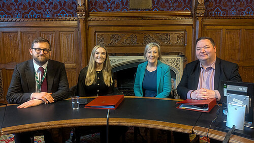 MP Lisa Smart, with colleague Freddie van Mierlo, meet with the ministers in charge of the Parental Leave Review: Andrew Western and Kate Dearden 
