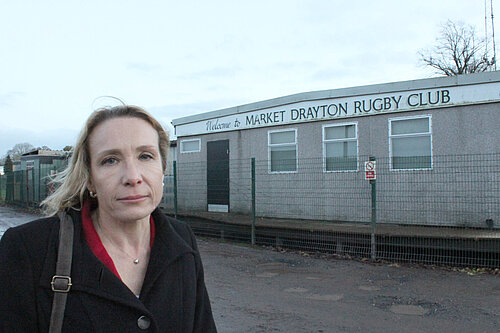 Helen Morgan a Greenfields playing fields in Market Drayton