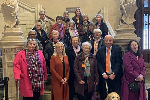 Roz Savage MP and Steve Darling MP with group of WASPI Women in Parliament