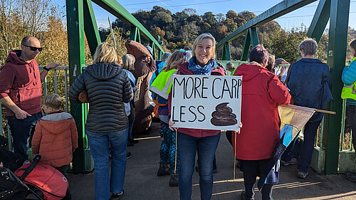 Lisa Smart MP out protesting about sewage dumping locally