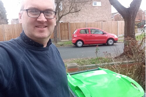 Michael Headley with his green bin
