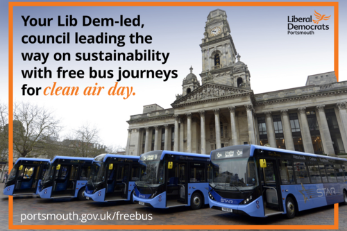 Your Lib Dem-led, council leading the  way on sustainability with free bus journeys for clean air day