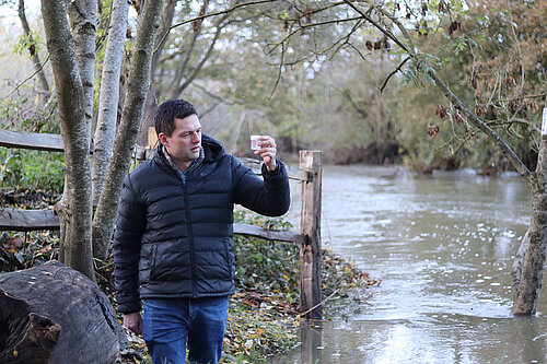 Chris samples sewage