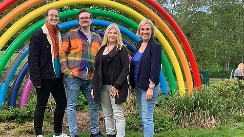 Mayoral candidate Jake Austin with parliamentary candidate Lisa Smart and his ward colleagues Frankie Singleton and Wendy Miekle