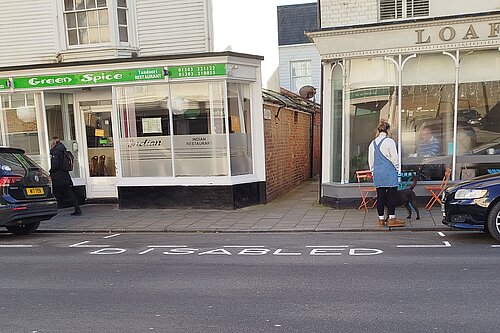 Marked disabled parking bay in Sandgate
