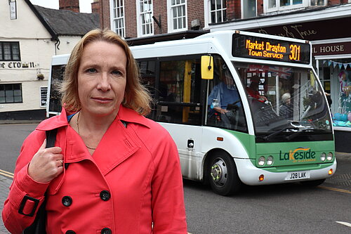 Helen with a Market Drayton bus