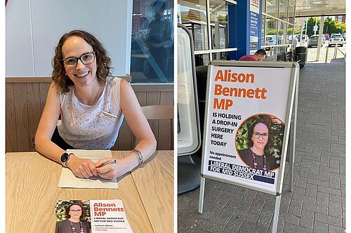 Alison at a pop up surgery in Tescos, Burgess Hill