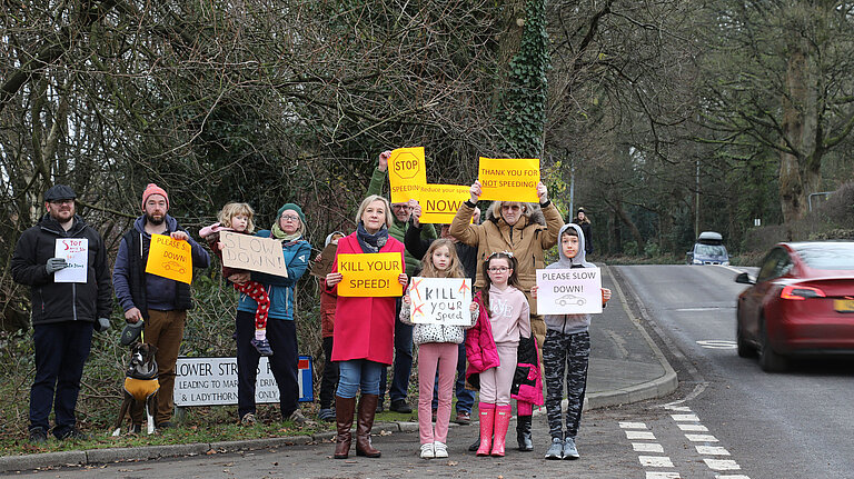 Lisa Smart and road safety campaigners call for safer roads