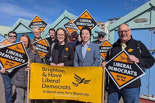 Alison Bennett MP and campaigners in Hove