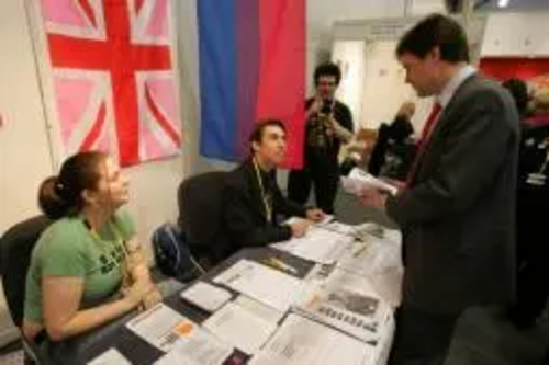 Nick Clegg drops by the DELGA stall at Liverpool Federal Conference 2008