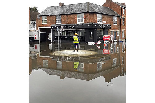 Cllr Jane Carr in Newport Pagnell during recent floods in September 2024