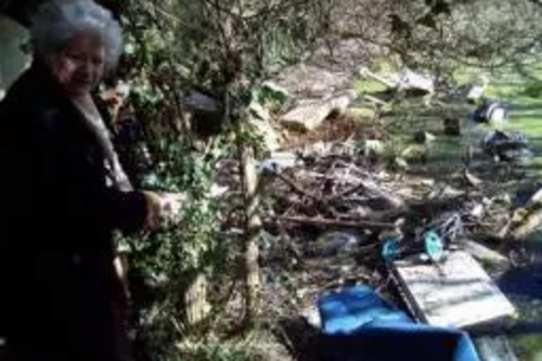 Cllr. Nichols surveys the scene of St. Peter's pond