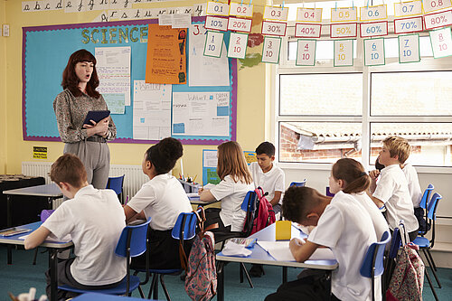 A teacher and students.